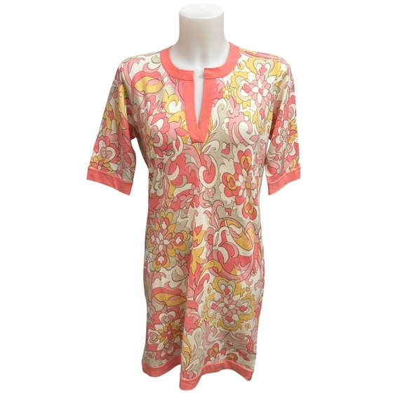 Kinross Dresses & Skirts - Kinross 100% Cashmere Floral Paisley
Short Sleeve Shift Easter Dress Large